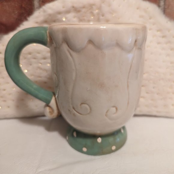 Johanna Parker Design Santa Claus Christmas Mug Cream and Mint Green VGC - Picture 2 of 4